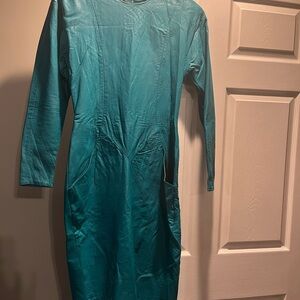 Elegant Teal Long Sleeve Dress